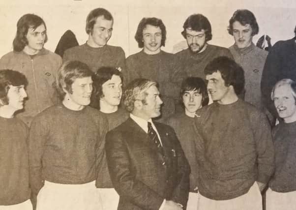 New Raith Rovers manager, Andy Matthew, meets the players. May 1975.