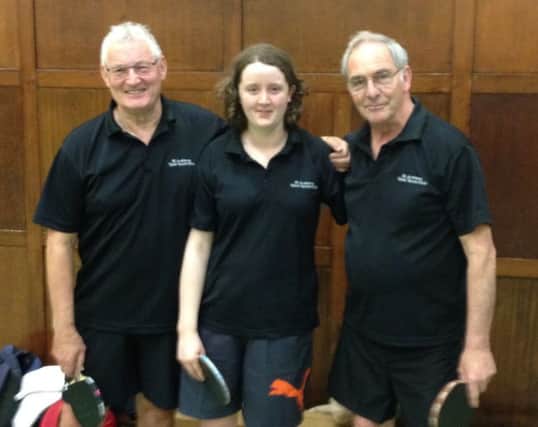 Sandy Pearson, Emily Howat and Neil Lea prior to doing battle in the Halliday Cup
