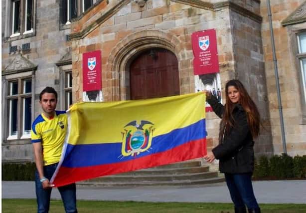 Gonzalo Leon and Maria Barragan, students at the University of St Andrews who are raising money for earth-quake hit Ecuador.