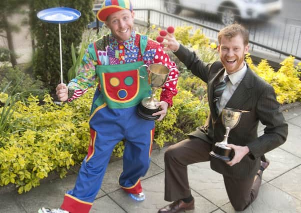 Jamie the Jester and close-up magician Tom Davidson have come away from the Scottish Association of Magical Societies convention in Prestwick.