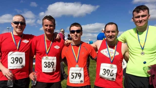 Some of the LLV finishers at the Loch Leven Half Marathon.
Left to right:-
Dan Haran, Terry Cullen, Bryan McLaren, Gordon Taylor and Matthew Miller.