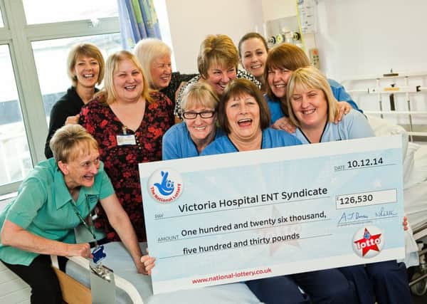 Nurses at Victoria Hospital celebrate their syndicate Lottery win in 2014
