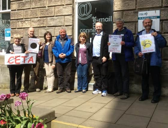 Some members of the St Andrews TTIP Action Group who gathered to meet MEP Catherine Stihler on Saturday in St Andrews. Catherine is rector of the University