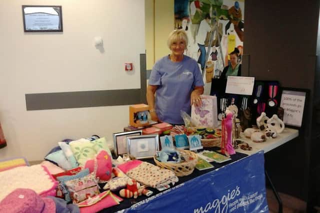 Linda Gourlay volunteering on the Made for Maggie's stall