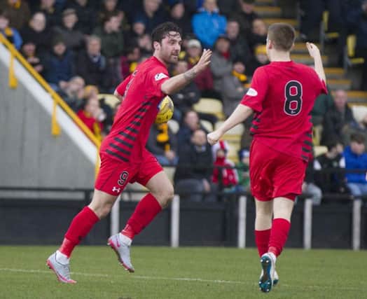Chris Duggan celebrates scoring for Queen's Park in a 1-1 draw at East Fife.