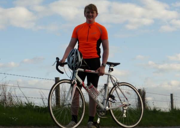 Burnturk teenager Josh Rawcliffe who is cycling from London to Dundee to raise money for a worthy cause.