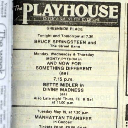 Advert  for the Playhouse gig - referring to 'The Street Band'