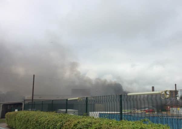 Smoke from the fire at the old Guardbridge mill.