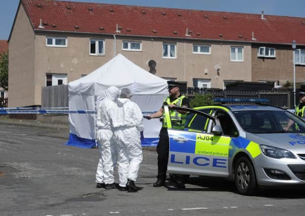 Police and forensic officers attend the scene at Tweed Avenue in Kirkcaldy. (Pic by George McLuskie)