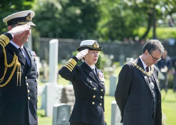HRH The Princess Royal led the tributes to the war heroes who took part in the Battle of Jutland 100 years ago. (Photo: John Devlin)