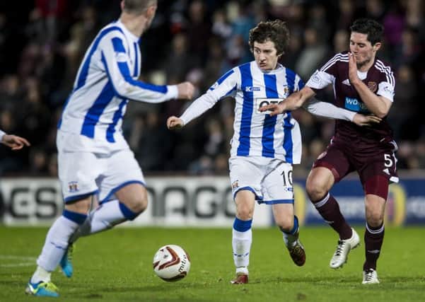 Chris Johnston in action for Kilmarnock in a match against Hearts at Tynecastle. Pic: Ian Georgeson