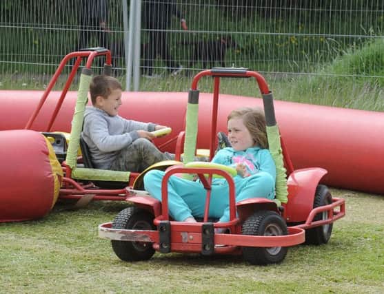 Driving lessons in the go karts. All pics by George McLuskie