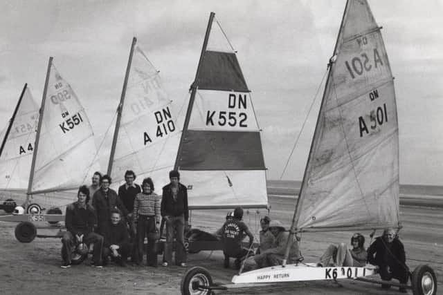 Sand Yachting on the West Sands, St Andrews, c1970s.