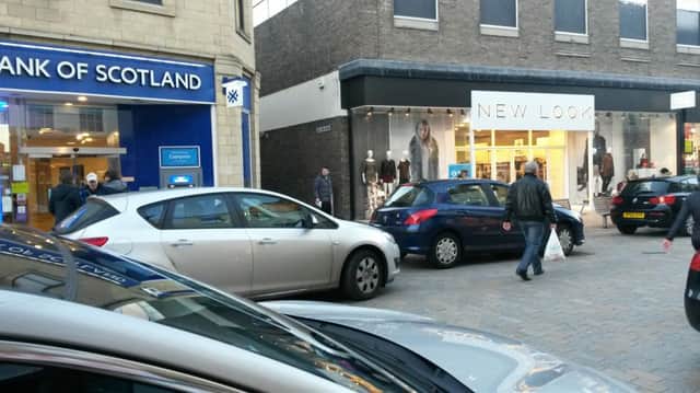 Parking both sides of the pedestrianised zone of the High Street, Kirkcaldy
