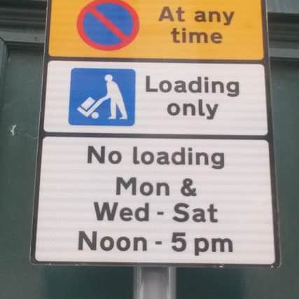 New parking signs in pedestrianised zone of High Street, Kirkcaldy