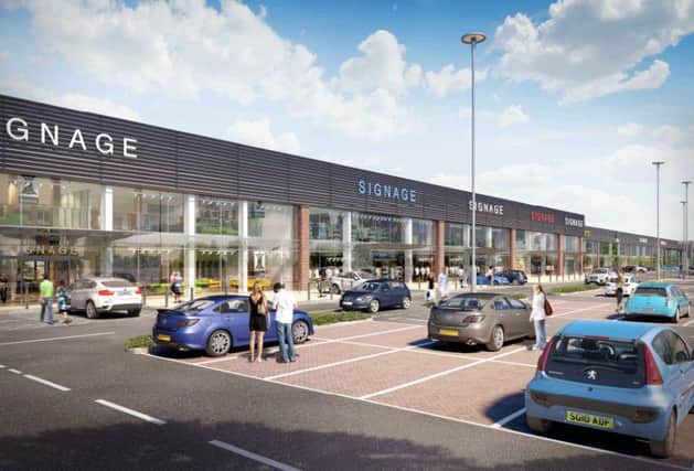 Artist impression of the proposed shopping units at the former Homebase site at Fife Central Retail Park, Kirkcaldy. The plans have been rejected.
