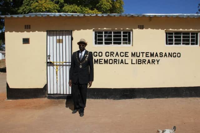 Mayor Leo Gwanzura outside the Gogo Grace Mutemasango Memorial Library.