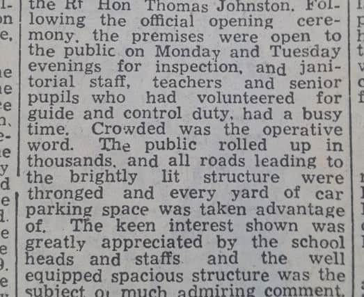 Article from the Fife Free Press in 1957 on the opening of Buckhaven High School