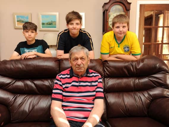 74-yr-old David Allan with Josh, Danial and Lee. Picture: Fife Photo Agency.