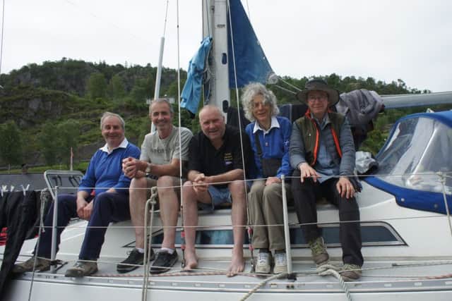 Five sailors from Burntisland who sailed to Flekkefjord to deliver a special invitation to people to attend the 70th anniversary celebrations of town twinning