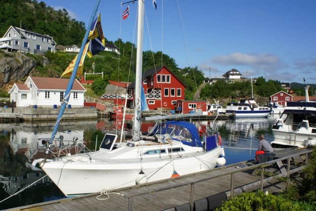 The harbour at Flekkefjord in Norway after five sailors from Burntisland arrived to deliver an invitation to the 70th anniversary of the town twinning