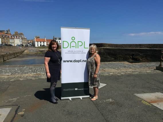 Eleanor Bowman pictured with Susan Innes from DAPL. Eleanor is a new patron of the drugs and alcohol support charity.