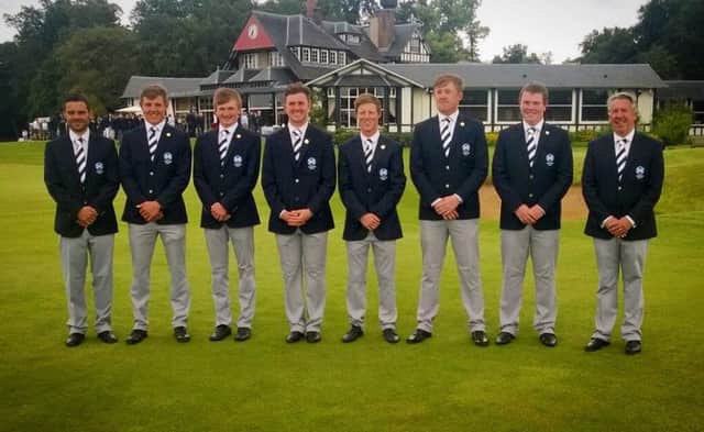 Connor Syme (fourth from left) and the rest of the victorious Scottish squad. Pic courtesy of French Golf Federation