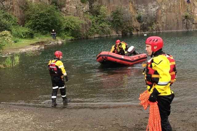 Specially trained officers fom Glenrothes Fire Station are put through their paces in an emergency exercise at Preston Hill Quarry.