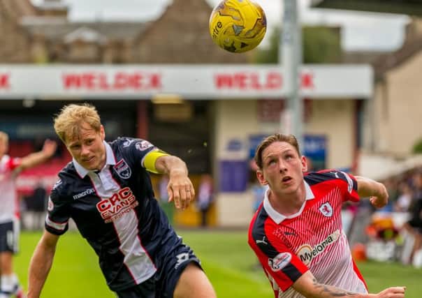 New signing Declan McManus in action during his Raith debut at Dingwall. Pic: Brian Smith