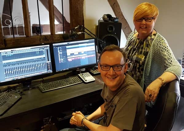 Jackie Storrar and husband Steve Thiebault in the studio during production of her legacy album, proceeds of which will go to Maggie's Fife.