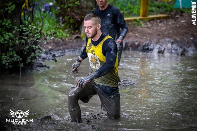Gordon Bonnar from Buckhaven who is completing a series of obstacle course races to raise money for Marie Curie. Pic courtesy of Nuclear Races. Pic Nuclear Races Alex Dodd