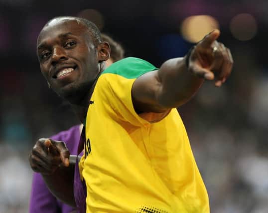 Usain Bolt after the medal cermony.  Pic Ian Rutherford