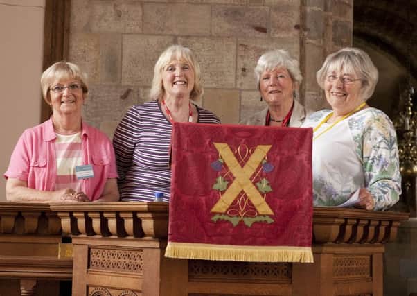 Fife Recorders, from left Elspeth Hamilton, Mary Reilly, Marjory Richardson and Kate Nightingale, pictured at St Athernase Church, Leuchars, where they are making a detailed record of the church.