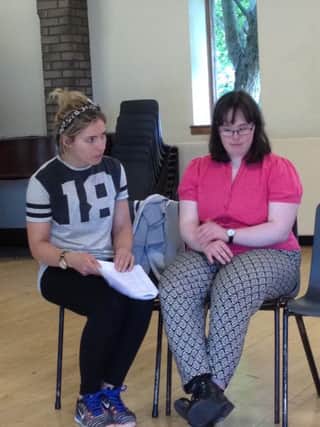 Katie Milne and Abi Brydon rehearse Fringe production of Downs With Love