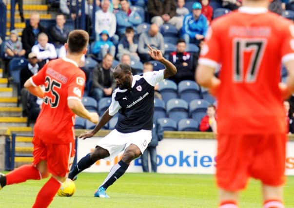 Jean-Yves M'voto in action for Raith. Copyright - Fife Photo Agency