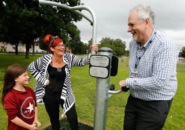 Cllr Brown tries out the new equipment