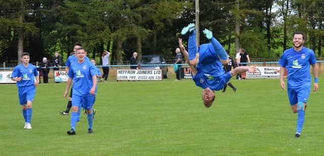 Kieran Band celebrating in style after his second goal.