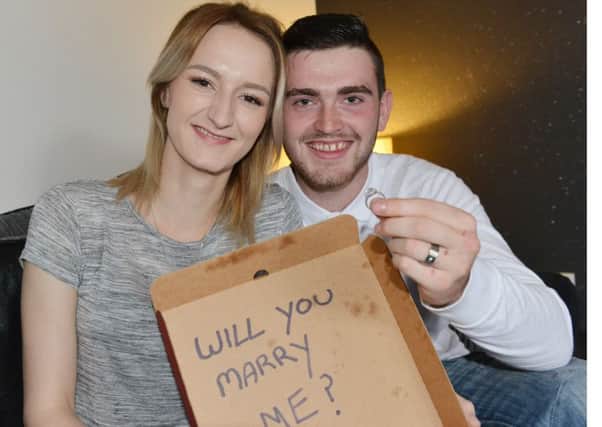 Alex Mill and Danielle Rodden are now engaged after the unusual proposal. Pic: George McLuskie