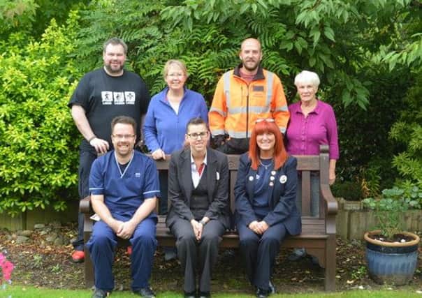 Volunteers who have worked over the summer at Victoria Hospice, Kirkcaldy, to create a beautiful garden area for patients and volunteers.
