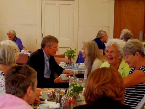 Willie Rennie at a fundraising coffee morning organised by the Pittenweem Library Group.