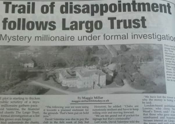 The article which appeared in the East Fife Mail in 2008