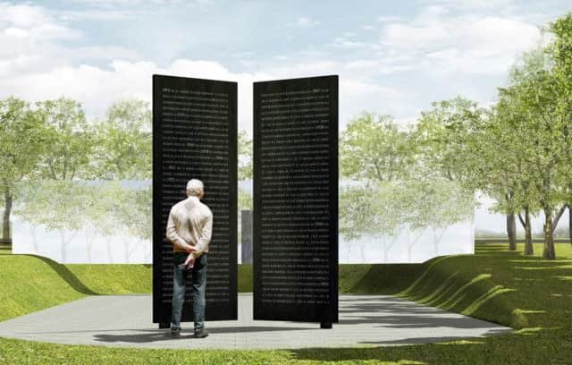 An artists impression of how the entrance to the Fallen Workers Memorial will look.