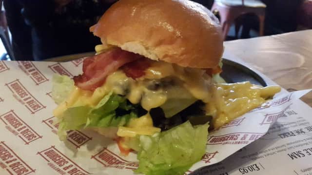 Mac Attack burger at Burgers and Beer on High St, Edinburgh