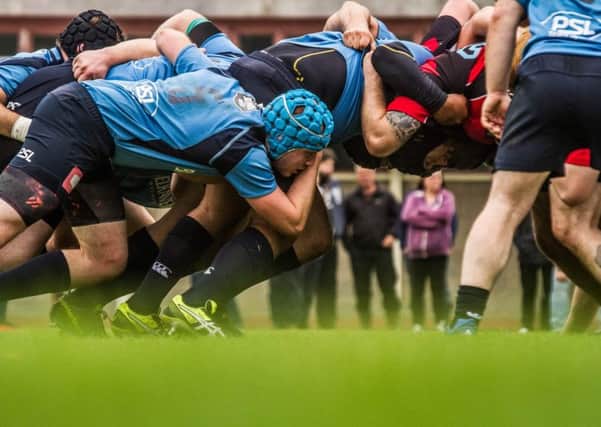 There was very little to separate Madras, in blue, from Waid FP in last weekend's clash (picture by Innes Graham Photography)