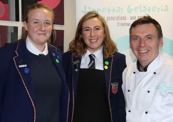 Friends Megan and Meg will have an ice cream flavour developed for them at Jannettas Gelateria in St Andrews after Owen (right) heard their story of visitng the cafe every Tuesday to spend time together as best friends.
