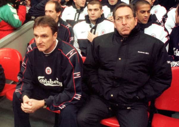 Phil Thompson (left) during his time as assistant manager of Liverpool with Gerard Houllier