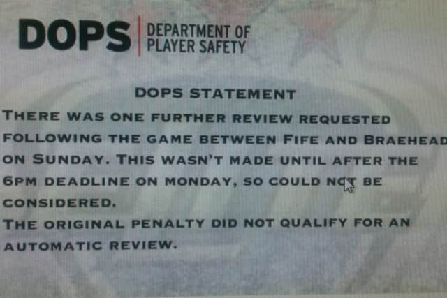 DOPS statement on Fife Flyers' late appeal