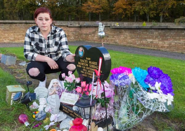 Rose Morton (22) from Kirkcaldy was disgusted to find out items had been removed from her baby daughte grave.