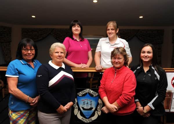 The ladies section of Burntisland Golf House Club have become the Scottish champions in the Mail on Sunday ladies match play competition and have qualified for the finals of the competition in Spain in November (from left) Anne Main, Myra Rae, Nicole Smith, Fiona Webster, Lynn Thom and Porscha Wilson -  credit - Fife Photo Agency