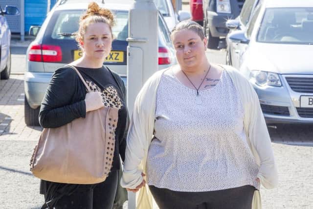 Rachael Fee and her civil partner Nyomi Fee (right), leave Livingston Court where they are on trial for killing two-year-old Liam Fee. May 9 2016